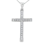 .22ct Diamond Cross Religious Pendant 14KT White Gold
