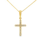 .08ct Diamond Cross Religious Pendant 10KT Yellow Gold