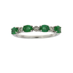 Emerald Diamond Fashion band rings 14KT White Gold