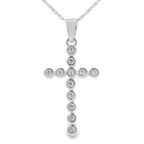 .12ct Diamond Cross Religious Pendant 14KT White Gold