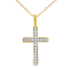 .07ct Diamond Cross Religious Pendant 10KT Yellow Gold