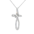 .04ct Diamond Cross Religious Pendant 14KT White Gold