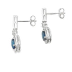 London Blue Topaz Dangle Earrings 10KT White Gold