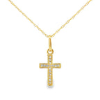 .05ct Diamond Cross Religious Pendant 14KT Yellow Gold