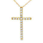 .24ct Diamond Cross Religious Pendant 14KT Yellow Gold