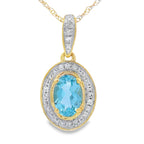 Blue Topaz Diamond Fashion Pendants 10KT Yellow Gold