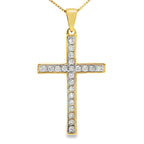 .22ct Diamond Cross Religious Pendant 14KT Yellow Gold