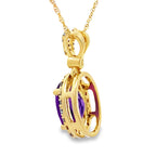 Amethyst Diamond Fashion Pendants 14KT Yellow Gold