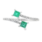 Natural .47ct Emerald Diamond Ring 14KT White Gold