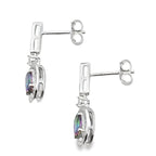 Mystic Fire Topaz Dangle Earrings 10KT White Gold