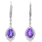 2.13ct Amethyst Diamond Dangle Earrings 10KT White Gold