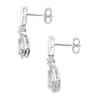 Rose Quartz Diamond Dangle Earrings 10KT White Gold