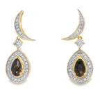 .47ct Quartz Diamond Dangle Earrings 10KT Yellow Gold