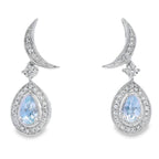 Aquamarine Diamond Dangle Earrings 10KT White Gold