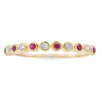 .13ct Ruby Diamond stackable band set 14KT Yellow Gold