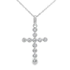 .15ct Diamond Cross Religious Pendant 14KT White Gold