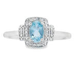 Genuine .45ct Aquamarine Diamond Ring 10KT White Gold