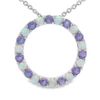 Created Opal Circle of Love Pendant Sterling Silver