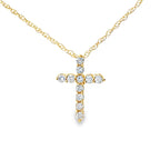.11ct Diamond Cross Religious Pendant 14KT Yellow Gold