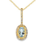 Aquamarine Diamond Fashion Pendants 10KT Yellow Gold