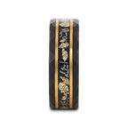 INFINIA Black Tungsten Band with Meteorite Inlay and Gold Flakes - 8mm