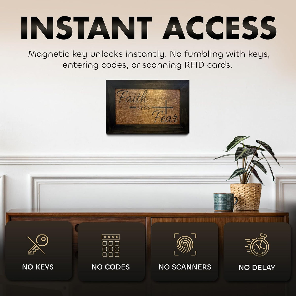 Hidden Gun Storage Safe Faith Over Fear Wall Decor Concealment Furniture