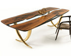 Luxurious Ivory Shaped Legs Epoxy Resin Dining Room Table