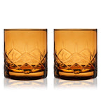 Admiral Crystal Rocks Glasses in Amber Set of 2