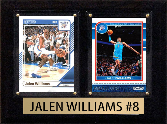 Jalen WIlliams OKC Oklahoma City Thunder 2 Card Plaque 6x8 2024 2025 Hoops Donruss Panini