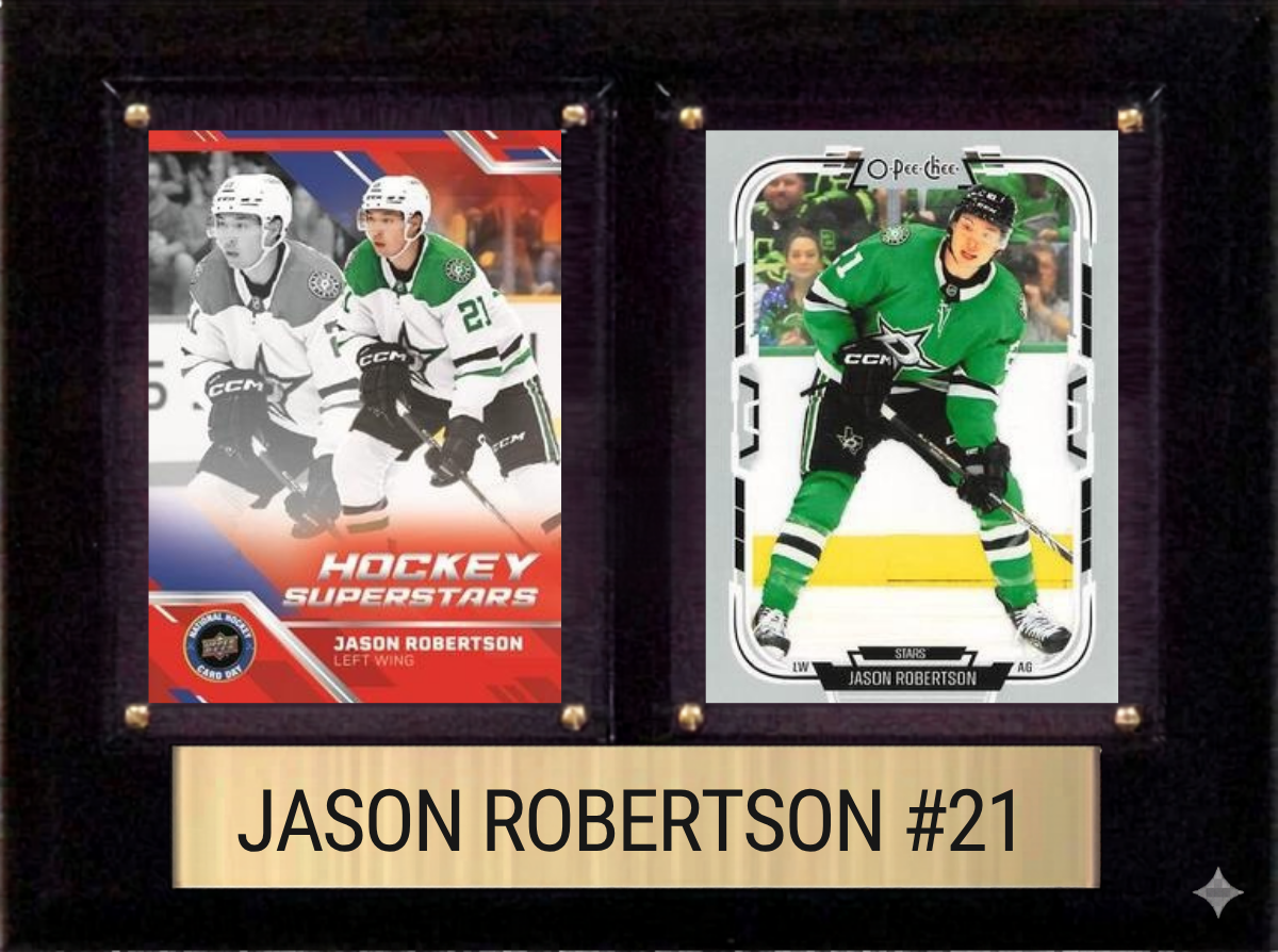 Jason Robertson Dallas Stars Fan Gift Plaque 6x8 2 Cards Upper Deck 2024 2025 2026