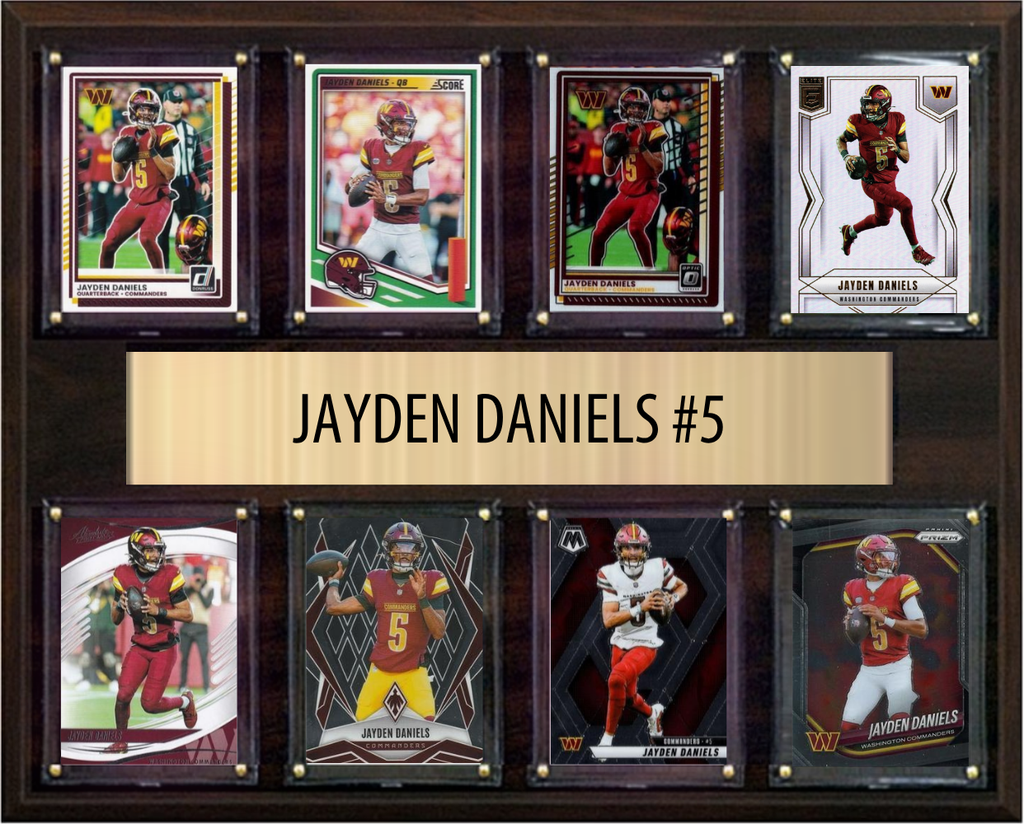 Jayden Daniels Washington Commanders Fan Gift Plaque 12x15 8 Cards Prizm, Donruss, Score 2024 2025 2026