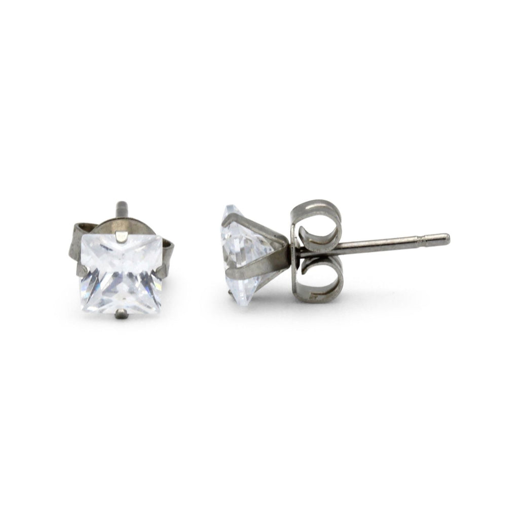 Cubic Zirconia Round Silver Stud Earrings Set Of 4 Stainless Steel Jewelry Men Women
