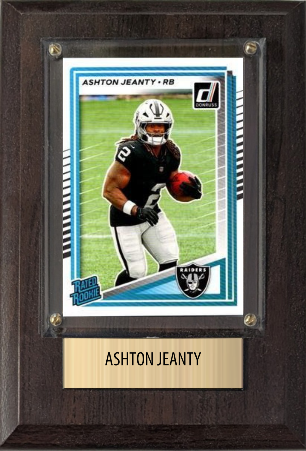 Ashton Jeanty Las Vegas Raiders Fan Gift Plaque 4x6 1 Card Prizm, Donruss, Score 2024 2025 2026