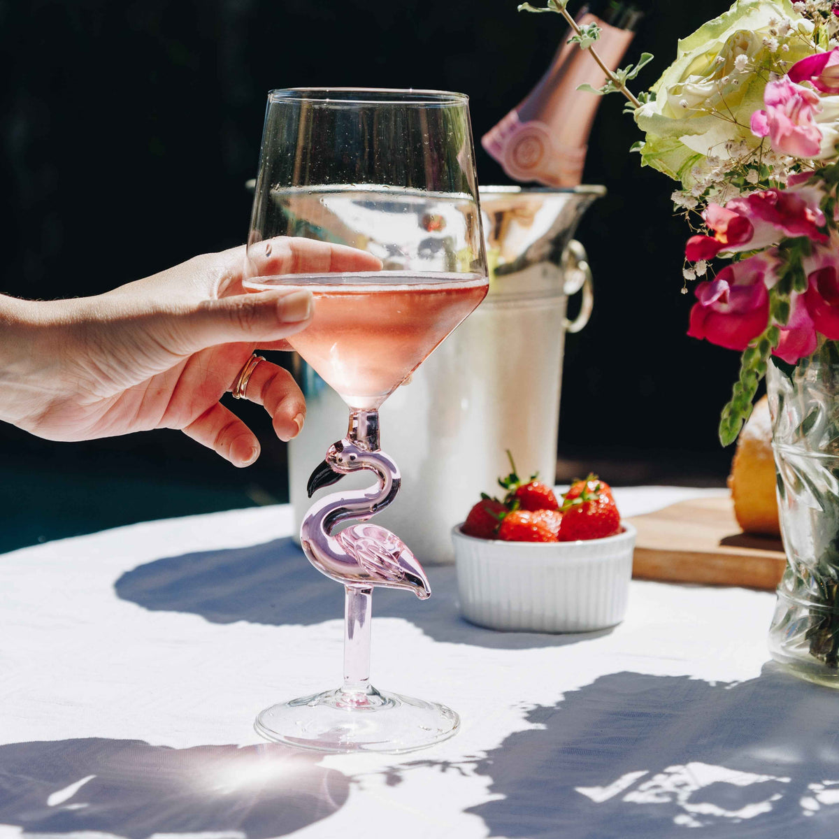 3D Flamingo Wine Glass