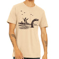Jesus Christ Riding The Loch Ness Monster Men's Tshirt | Guys Funny Dinosaur Tee | Humorous Religious Tee with Jesus and Nessie