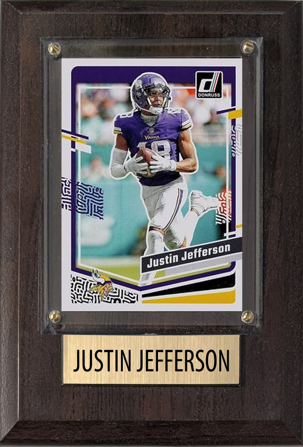 Justin Jefferson Minnesota Vikings 2025 2024 Donruss Score Prizm Topps 4x6 Gift Plaque