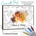 Ink Splash Wedding Guest Book Canvas, Personalized Couple Photo Sign