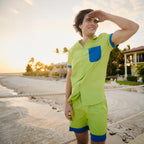 Key Lime Men's Button Down Resort Shirt, Modern Fit