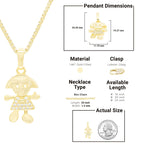 Happy Girl Cubic Zirconia Pendant With Necklace Set 14K Gold Filled