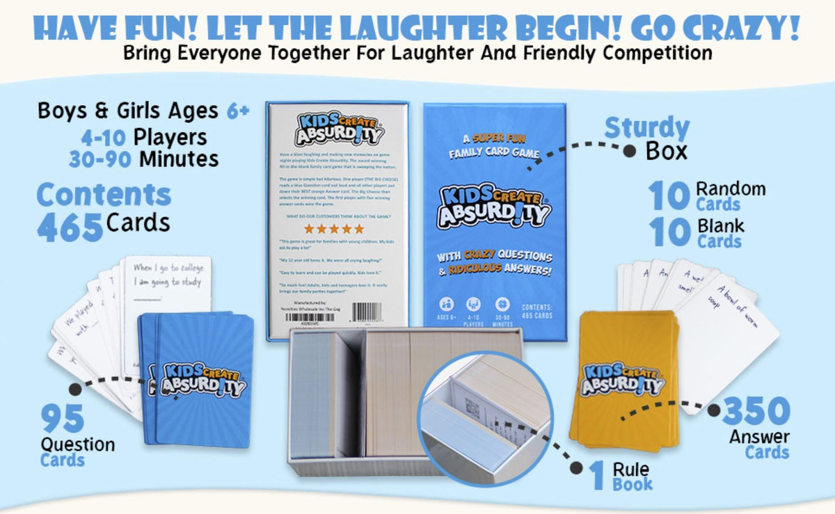👨‍👩‍👧‍👦 Kids Create Absurdity Funny Card Game for Childs Kids Family Game 😂