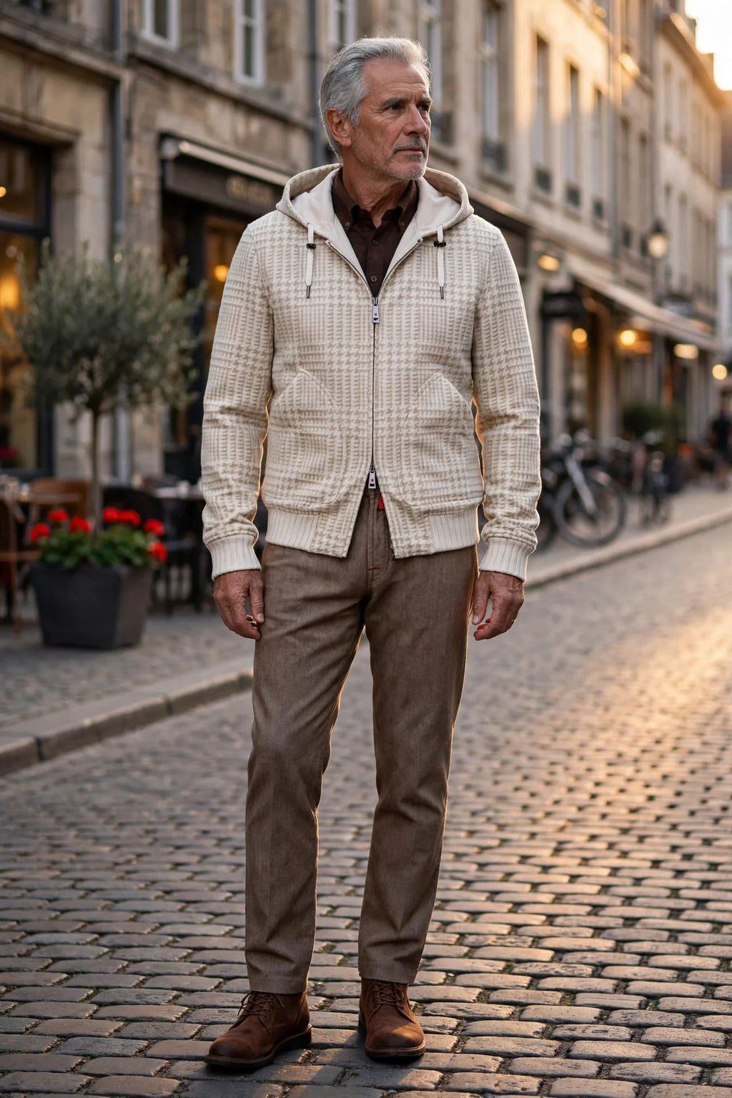 Kired by Kiton Barwa Prince of Wales Wool Reversible Jacket