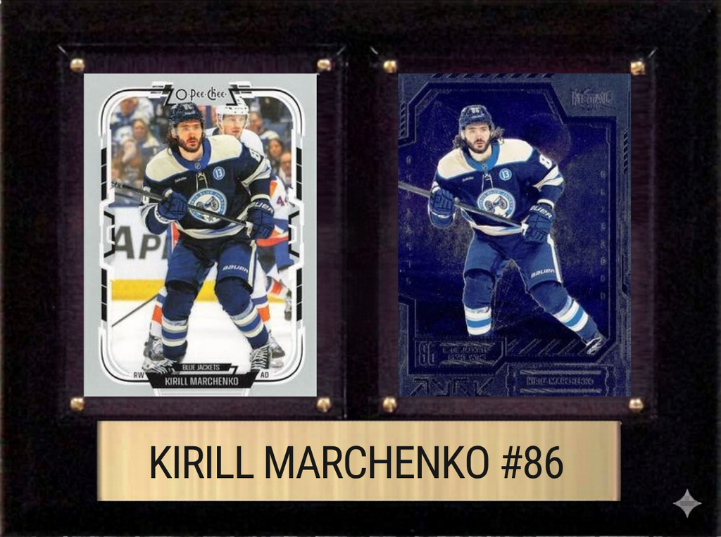 Kirill Marchenko Columbus Blue Jackets Fan Gift Plaque 6x8 2 Cards Upper Deck 2024 2025 2026