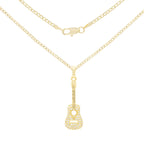 Cubic Zirconia 14K Gold Filled Guitar Pendant Necklace Set