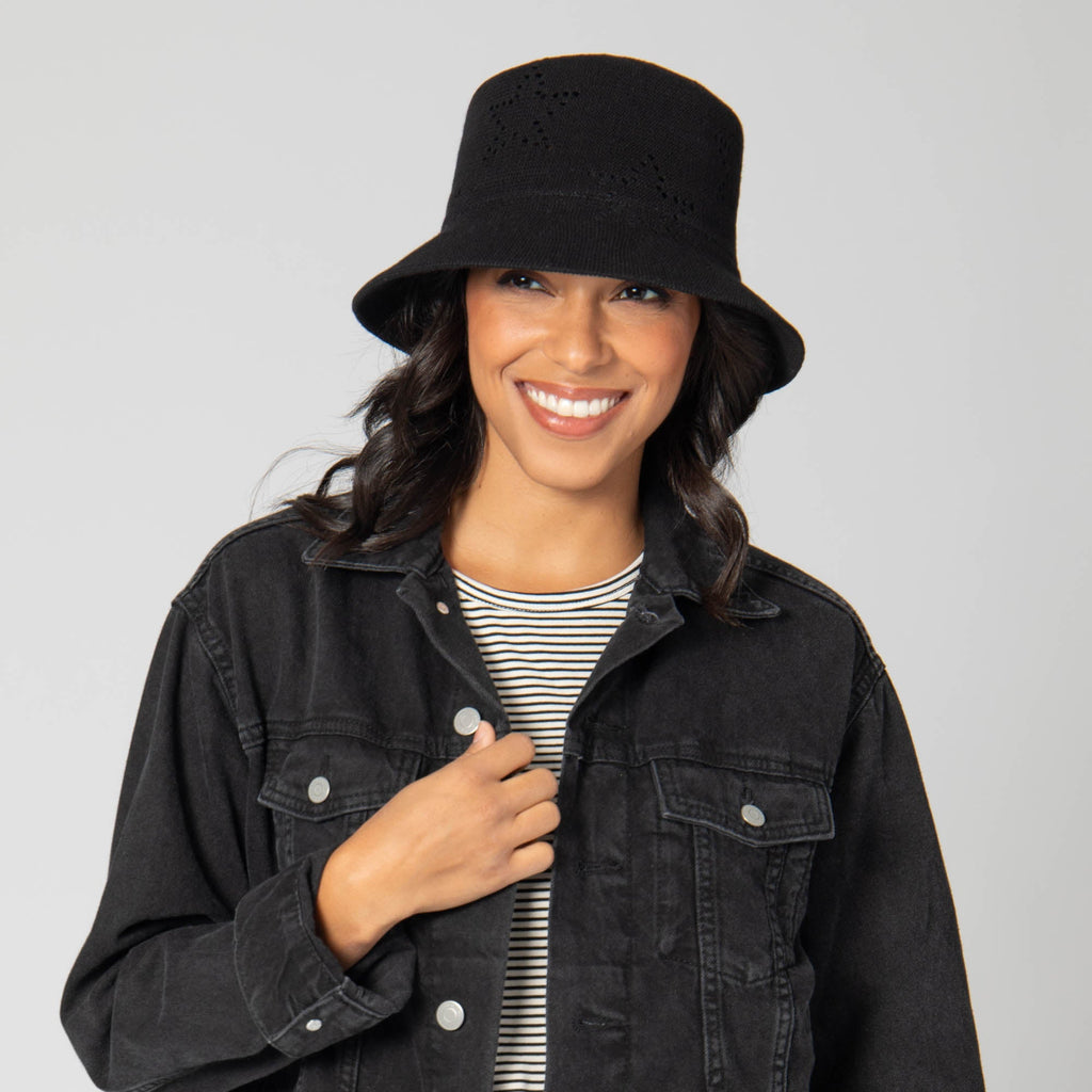Eliza - Bucket Hat with Star Pointelle Details