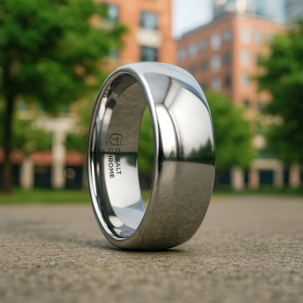 KOBOLD Domed Cobalt Chrome Comfort Fit Ring, Polished Finish — 4mm, 6mm, 8mm