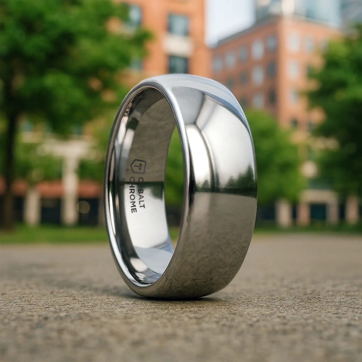 KOBOLD Domed Cobalt Chrome Comfort Fit Ring, Polished Finish — 4mm, 6mm, 8mm