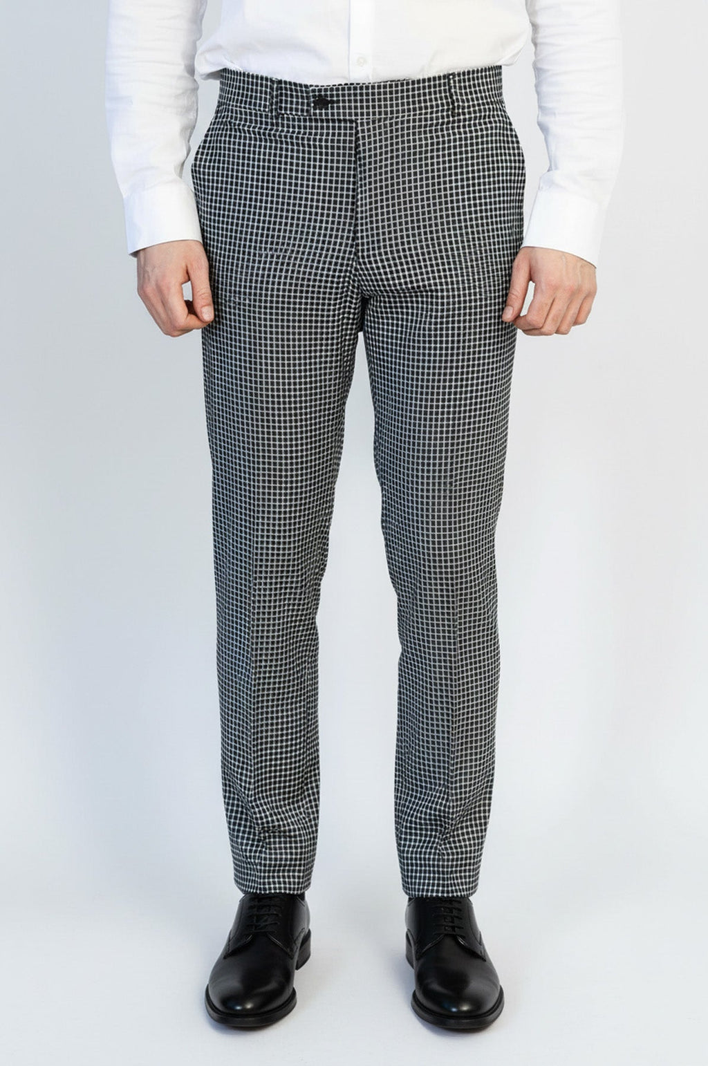 Black & White Checkered Fabric Trousers – Wessi