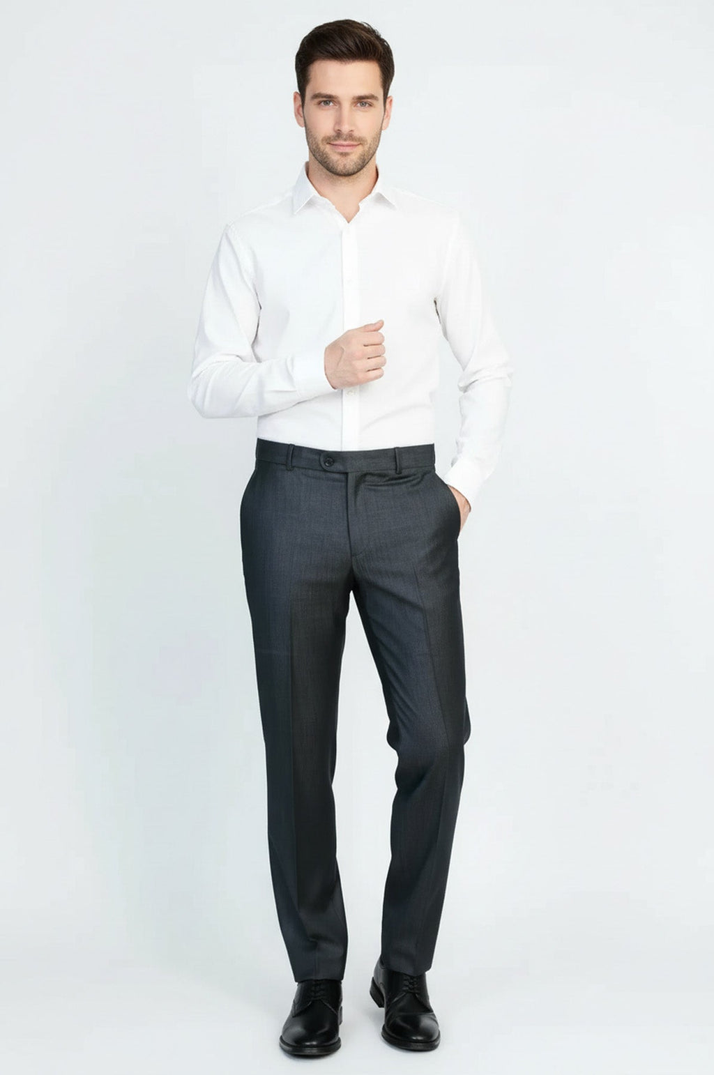 Anthracite  Slim Fit Classic Cut Dress Trousers – Wessi