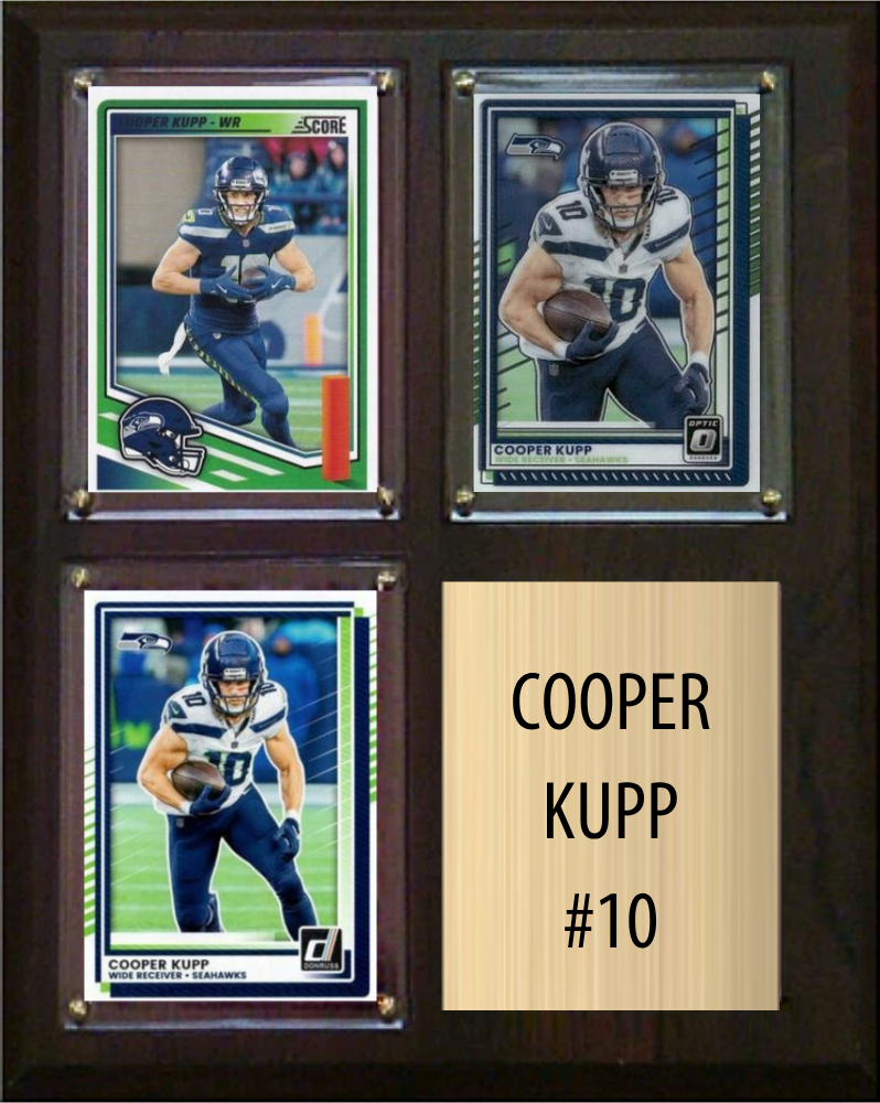 Cooper Kupp Seattle Seahawks Fan Gift Plaque 8x10 3 Cards Prizm, Donruss, Score 2024 2025 2026
