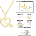Cubic Zirconia 14K Gold Filled Heart With Arrow Pendant Necklace Set